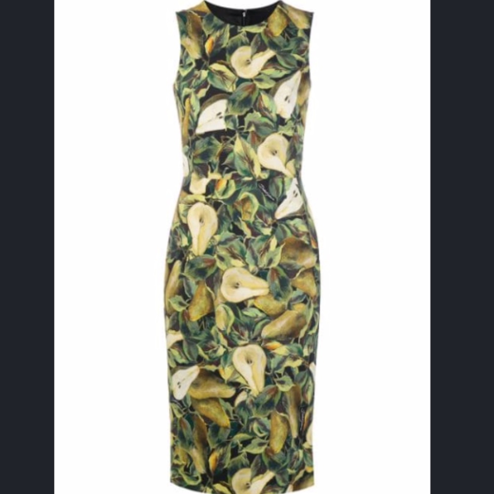 Dolce & Gabbana Cady Pear-Print Pencil Dress - Picture 3 of 7